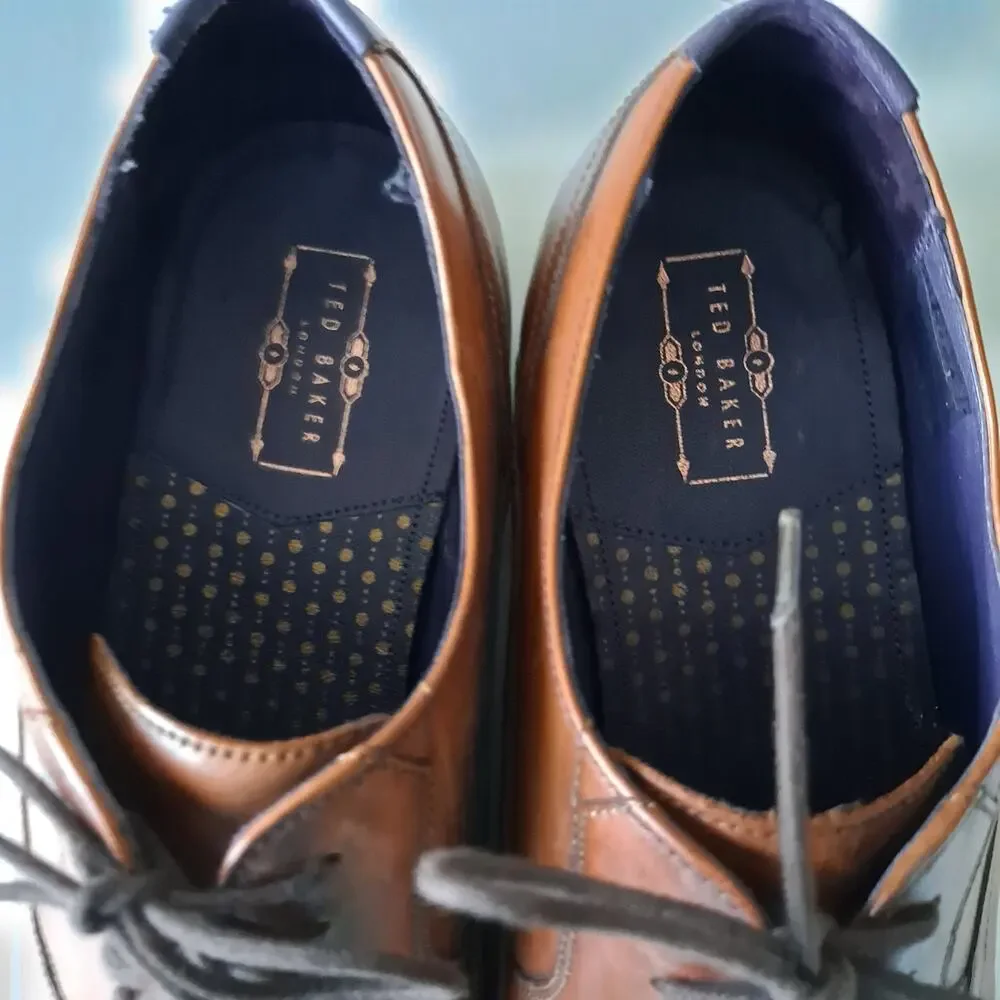 Ted Baker ROGRR Leather Cap Toe Lace-Up Oxford Shoes Brown Mens Size 45 US 12
